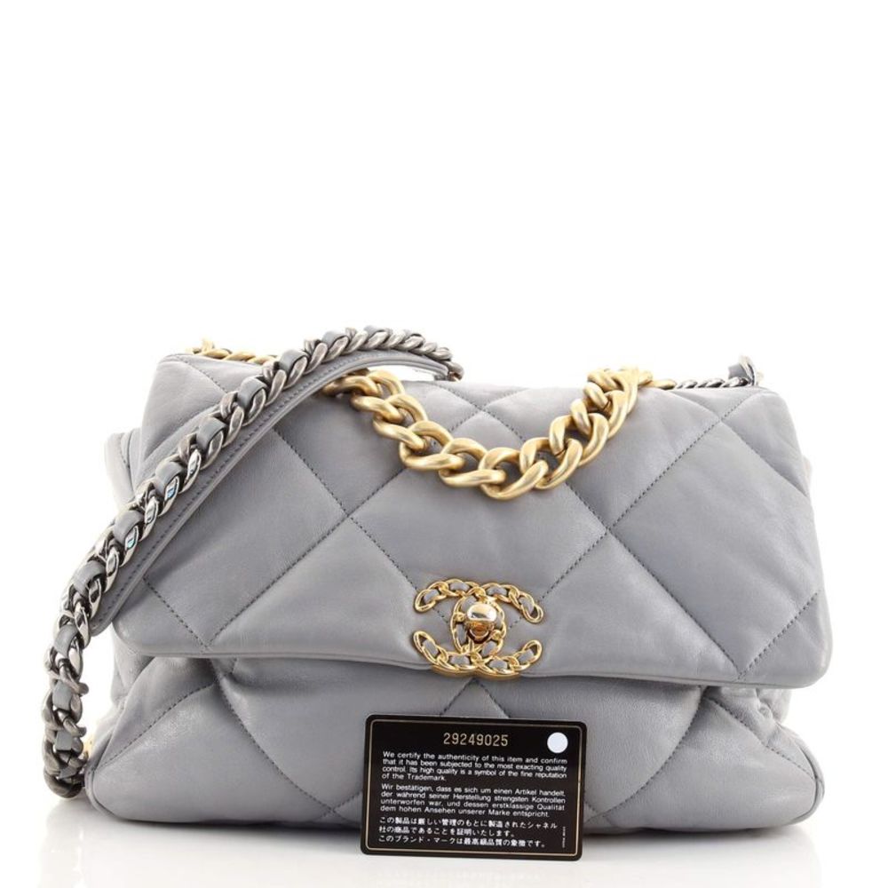 Chanel 19 Flap Bag Quilted Lambskin Large Gray - Picture 2 of 11